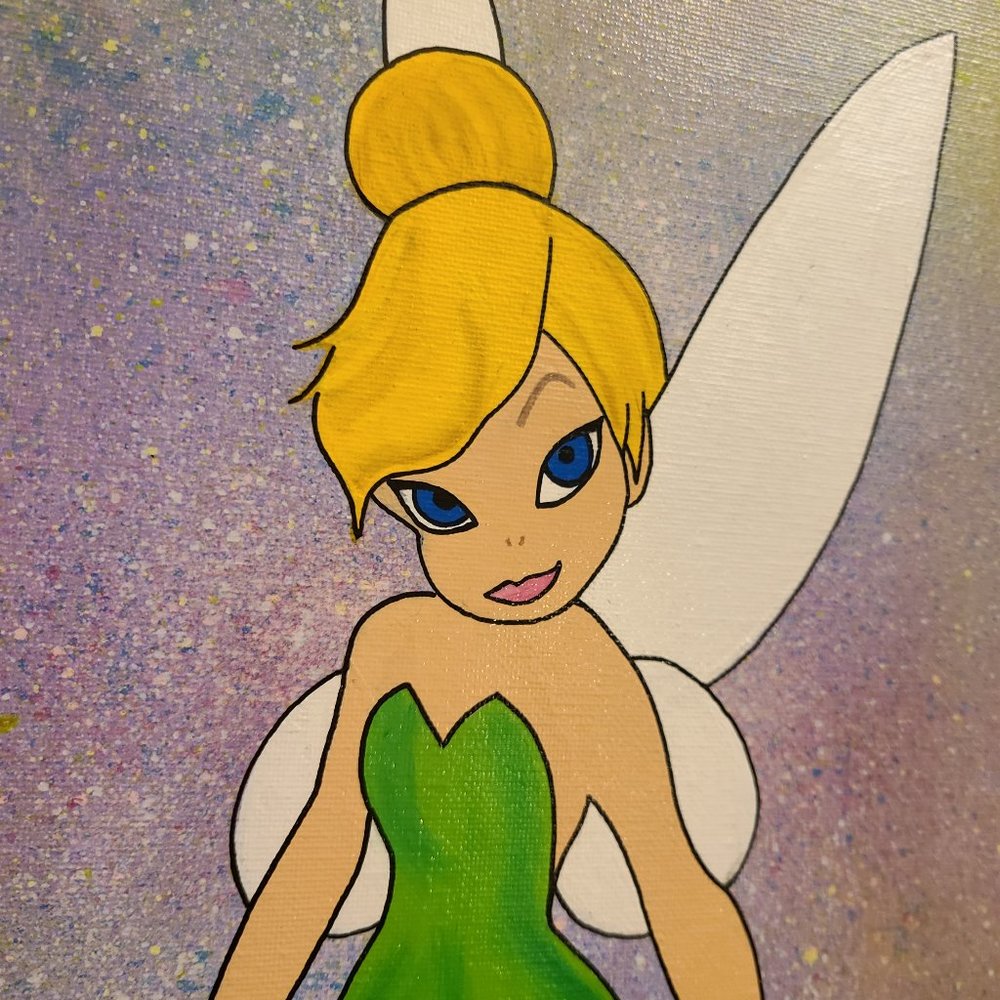 Hand painted Tinkerbell on canvas - Picture 6 of 9